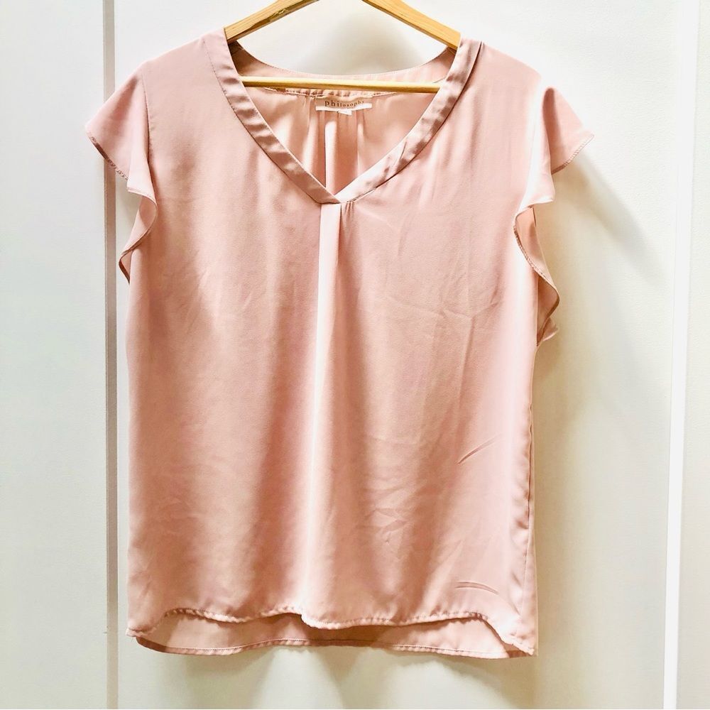Philosophy dusty pink ruffle short sleeve blouse‎ size M